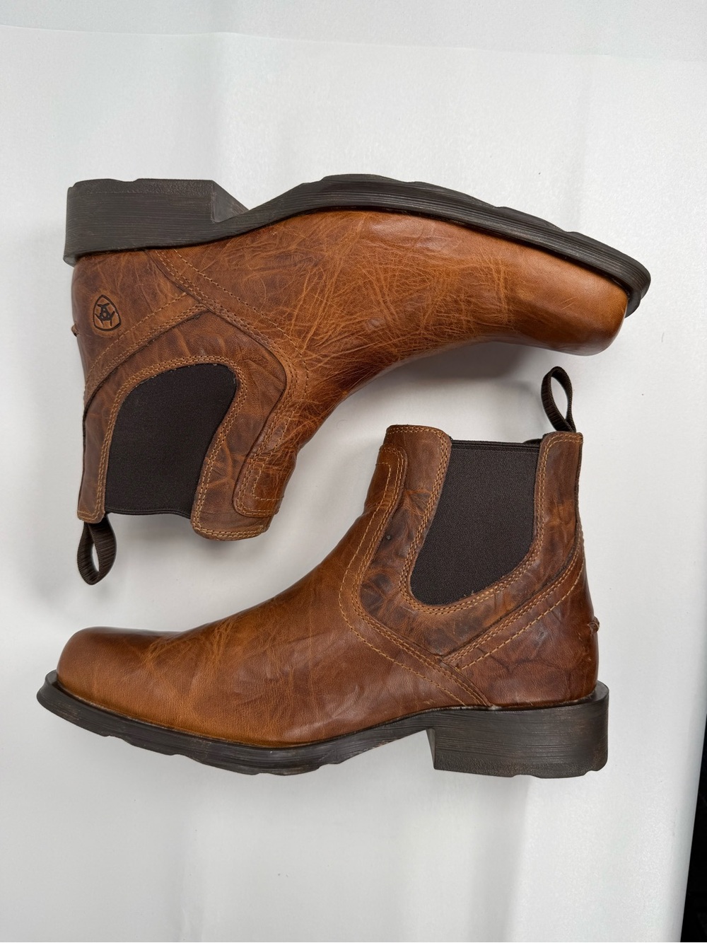 Ariat Midtown Rambler Mens Leather Chelsea Boots Size 9.5 EE Barn Brown 10019868 - Picture 6 of 16
